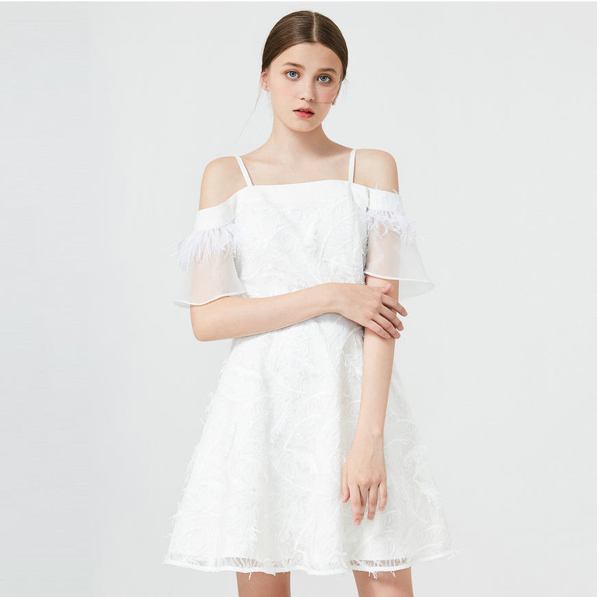 Condole belt white women dress